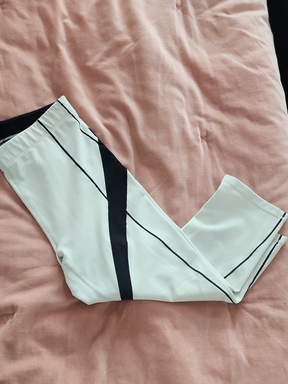 Fabletics White and Black High-Waist Leggings